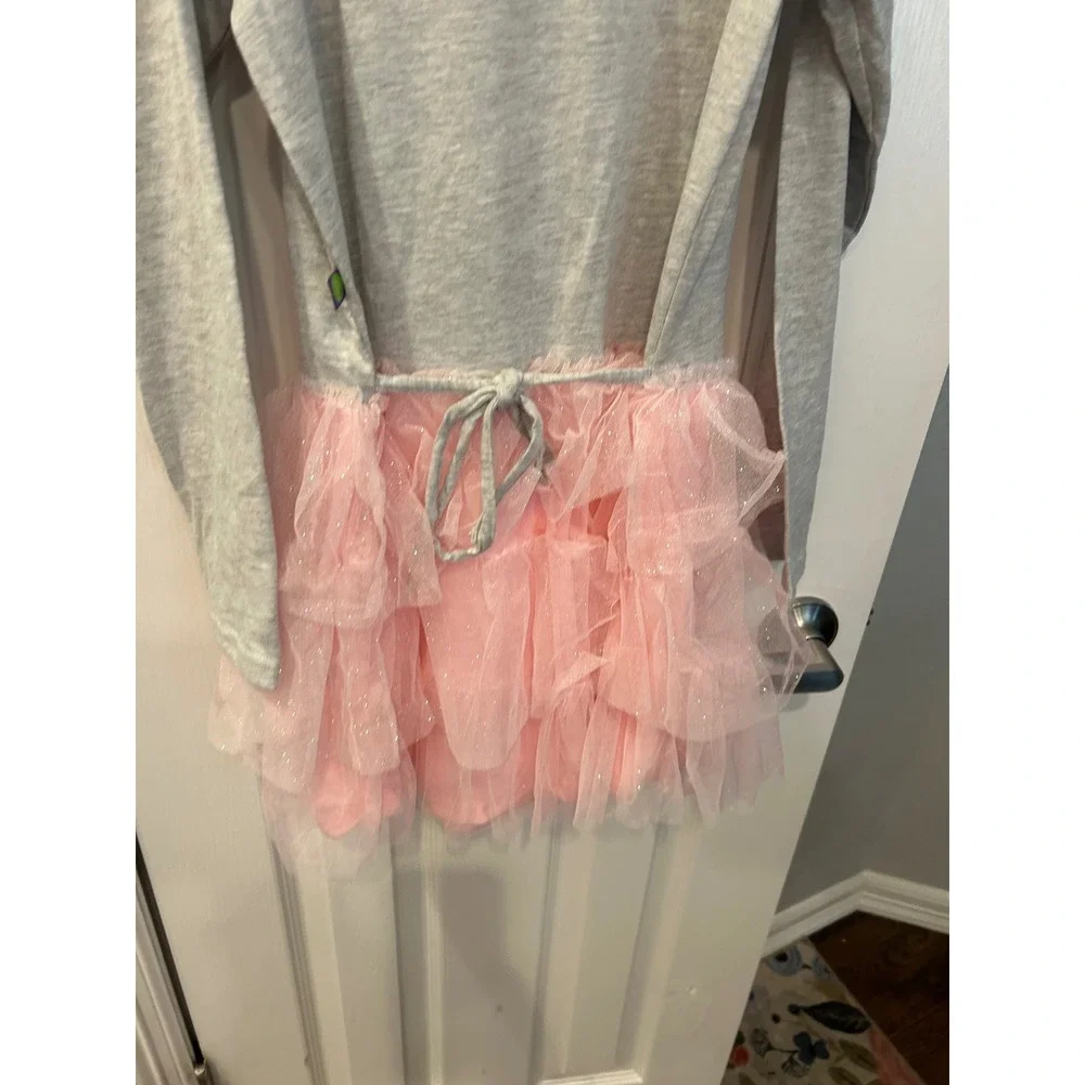 Dollie &‎ Me Girls Gray Pink Unicorn Tulle Tutu Dress Long Sleeve Size 14 k7000